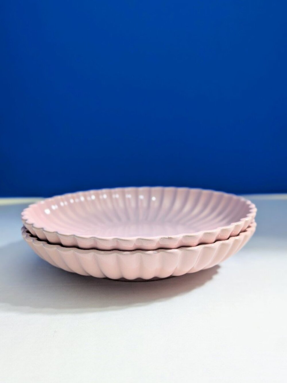 *SET OF 2* H&M Pink Fluted 9" Stoneware Pasta/Salad Plates